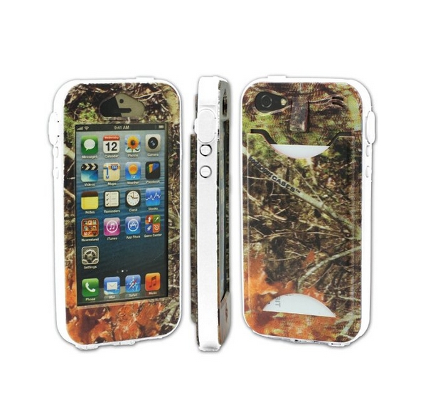 Durable Camouflauge iPhone 5 Band-It Case Orange Cambo with White Band